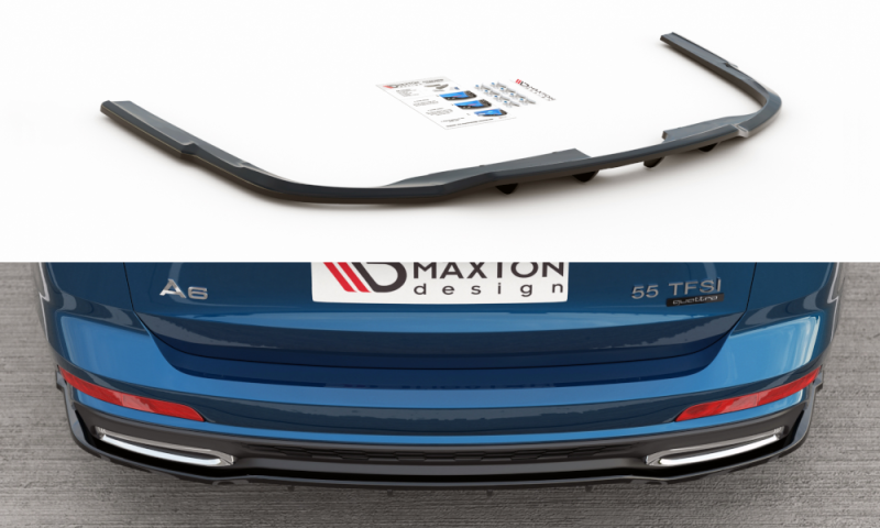 Maxton Mittlerer Diffusor Heck Ansatz DTM Look für Audi A6 S-Line Avant C8 schwarz Hochglanz AU-A6-C8-SLINE-RD1G+RD2-G