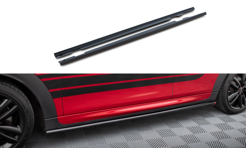 Maxton Seitenschweller Ansatz für Mini Cooper S John Cooper Works F56 Facelift schwarz Hochglanz MC-3F-56-JCW-5D-SD1-G