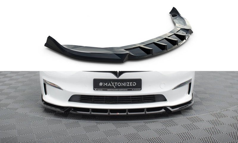 Maxton Front Ansatz V.1 Tesla Model S Plaid Mk1 Facelift schwarz Hochglanz TE-MODELS-1F2-PL-FD1-G