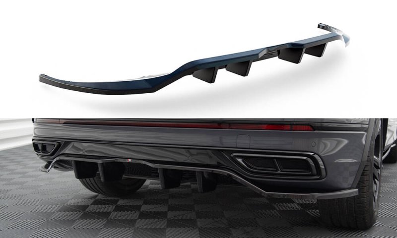 Maxton Mittlerer Cup Diffusor Heck Ansatz VW Tiguan R-Line Mk2 Facelift schwarz Hochglanz VW-TI-2F-RLINE-RD1G+RD2-G