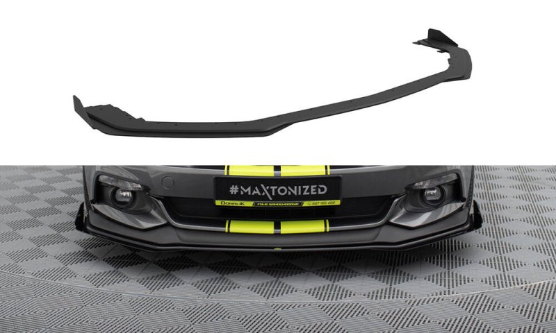 Maxton Street Pro Front Ansatz + Flaps Ford Mustang GT Mk6 schwarz Hochglanz FOMU6GTCNC-FD1B+FSF1-G