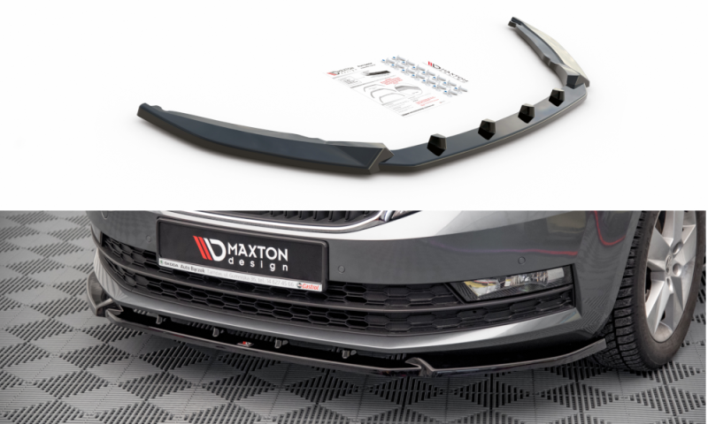 Maxton Front Ansatz V.1 für Skoda Octavia Mk3 Facelift schwarz Hochglanz SK-OC-3F-FD1-G