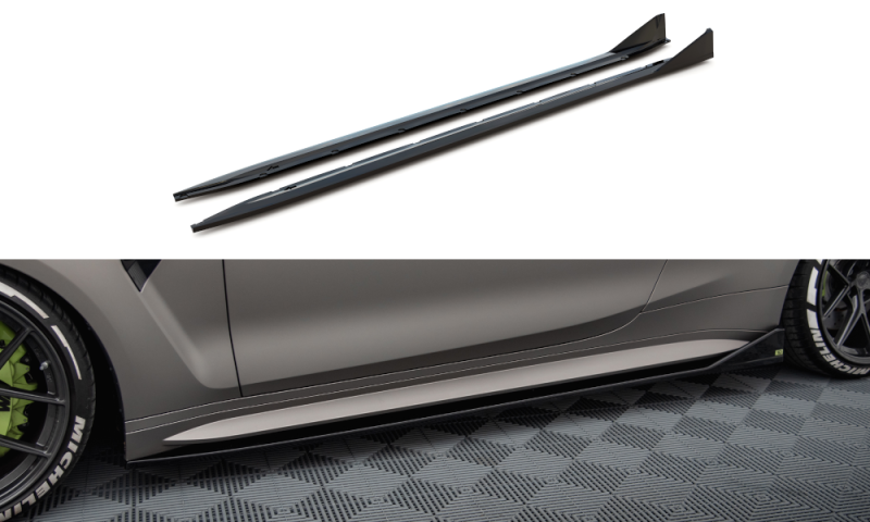 Maxton Seitenschweller Ansatz V.3 CSL Look BMW M4 G82 schwarz Hochglanz BM-4-G82-M-SD3-G