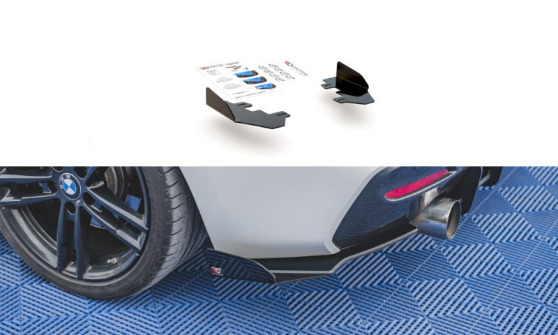 Maxton Hintere Seiten Flaps für BMW 1er F20 M-Paket Facelift / M140i schwarz Hochglanz BM1F20FMCNC-RSF1-G