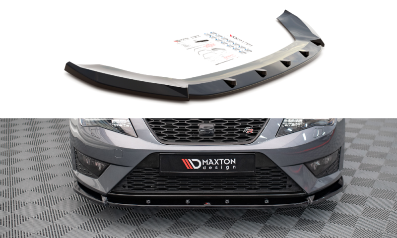 Maxton Front Ansatz V.1 für Seat Leon FR / Cupra Mk3 schwarz Hochglanz SE-LE-3-FR-ST-FD1-G
