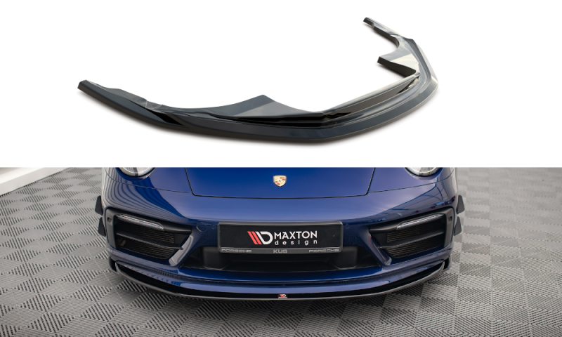 Maxton Front Ansatz V.1 für Porsche 911 Carrera Aero 992 schwarz Hochglanz PO-911-992-CA-AERO-FD1-G
