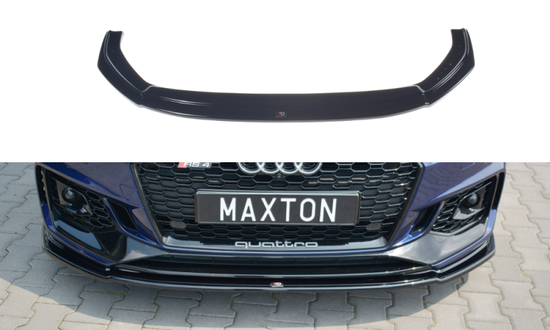 Maxton Front Ansatz V.2 für AUDI RS4 B9 schwarz Hochglanz AU-RS4-B9-FD2-G