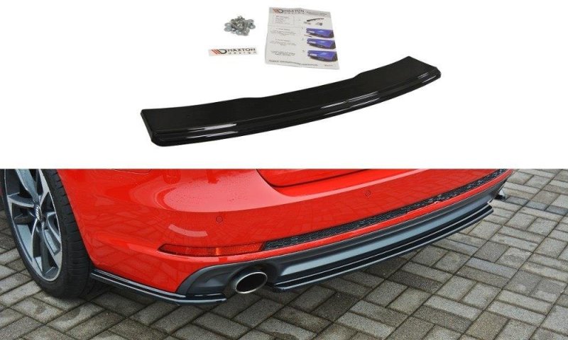 Maxton Mittlerer Diffusor Heck Ansatz für Audi A4 B9 S-Line schwarz Hochglanz AU-A4-B9-SLINE-AV-RD1-G