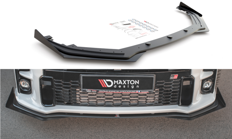 Maxton Racing Front Ansatz für passend +Flaps für Toyota GR Yaris Mk4 schwarz Hochglanz TOYA4GR4CNC-FD1B+FSF1-G