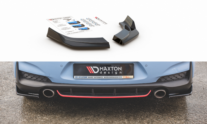 Maxton Heck Ansatz Flaps Diffusor V.3 für Hyundai I30 N Mk3 Hatchback schwarz Hochglanz HY-I30-3-N-RSD3-G
