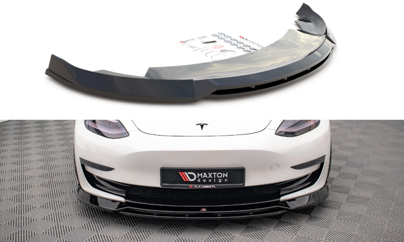 Maxton Front Ansatz V.3 für Tesla Model 3 schwarz Hochglanz TE-MODEL3-1-FD3G+FD3R-G