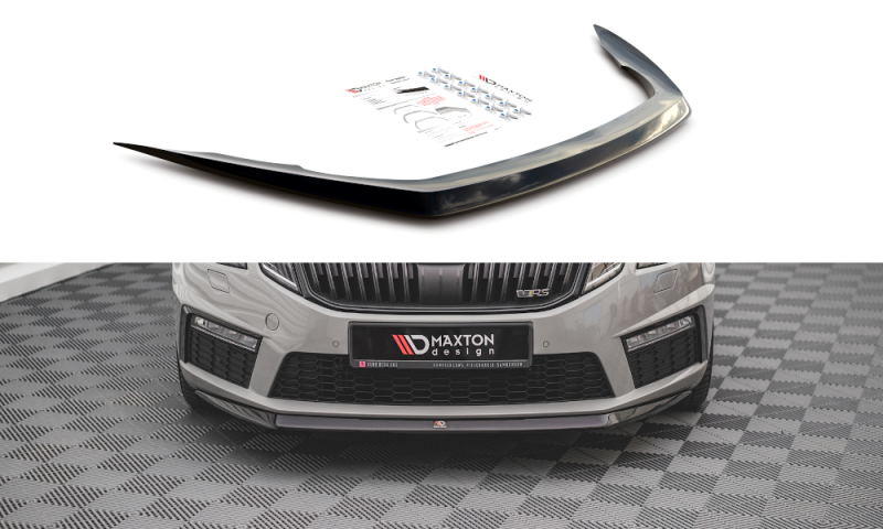 Maxton Front Ansatz V.1 für Skoda Octavia RS Mk3 Facelift schwarz Hochglanz SK-OC-3F-RS-FD1-G