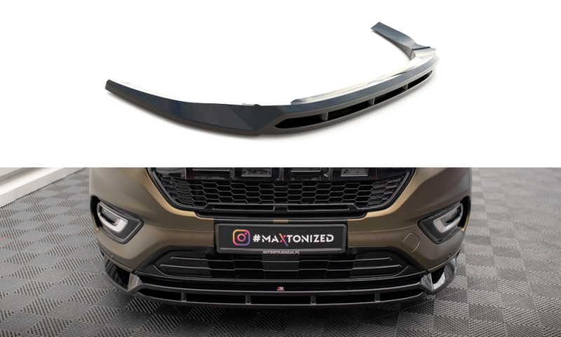 Maxton Front Ansatz für Ford Tourneo Custom Mk1 Facelift schwarz Hochglanz FO-TOC-1F-FD1G+FD1R-G