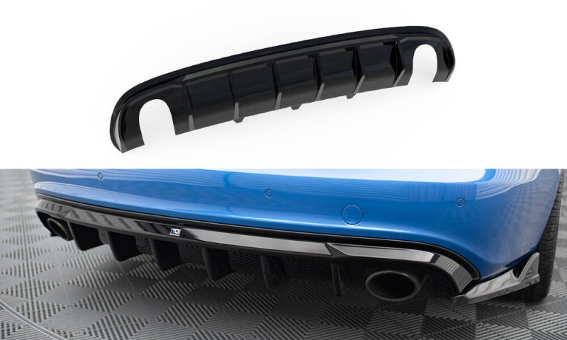 Maxton Diffusor Heck Ansatz Audi A4 S-Line Limousine / Avant B8 (Version mit Einzel-Auspuffendrohren beidseitig) AU-S4-B8-RS1GO_O