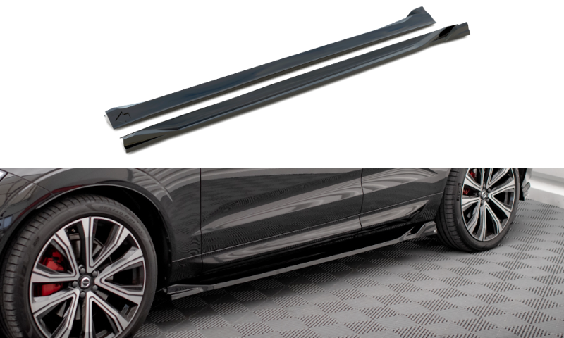 Maxton Seitenschweller Ansatz für Volvo XC60 R-Design Mk2 Facelift schwarz Hochglanz VO-XC60-2F-RDESIGN-SD1-G