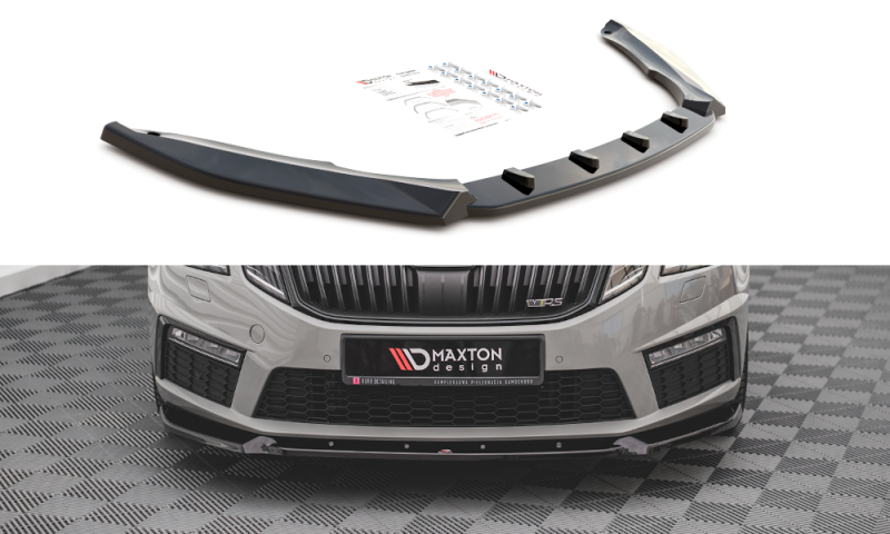 Maxton Front Ansatz V.2 für Skoda Octavia RS Mk3 Facelift schwarz Hochglanz SK-OC-3F-RS-FD2-G