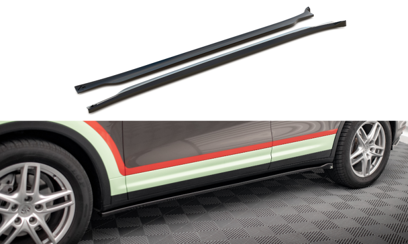 Maxton Seitenschweller Ansatz für Porsche Cayenne Mk2 schwarz Hochglanz PO-CAY-2-SD1-G