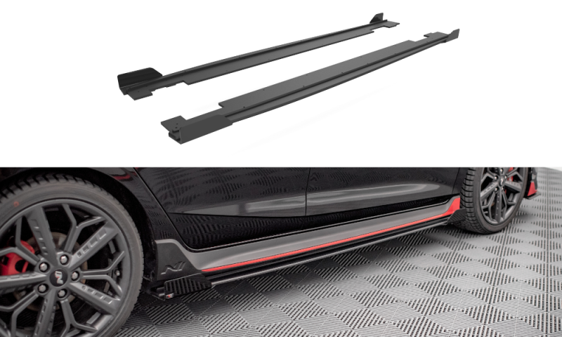 Maxton Street Pro Seitenschweller Ansatz für + Flaps Hyundai I20 N Mk3 schwarz Hochglanz HYI203NCNC-SD1B+SRF1-G