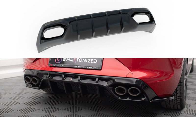 Maxton Diffusor Heck Ansatz Cupra Leon Hatchback Mk1 schwarz Hochglanz CU-LE-1-RS1-G