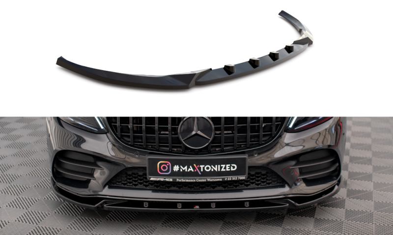 Maxton Front Ansatz V.2 für Mercedes-Benz C AMG Line Limousine / Coupe W205 / C205 Facelift schwarz Hochglanz ME-C-205F-AMGLINE-C-FD2-G
