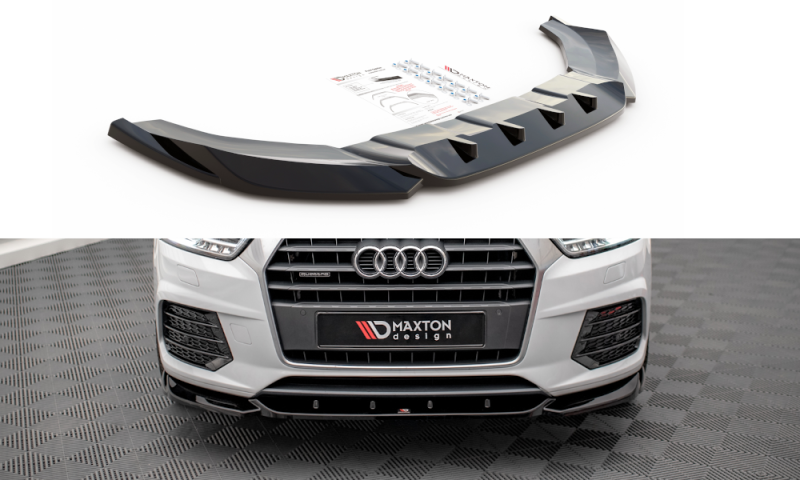 Maxton Front Ansatz V.1 für Audi Q3 8U Facelift schwarz Hochglanz AU-Q3-1F-SLINE-FD1-G