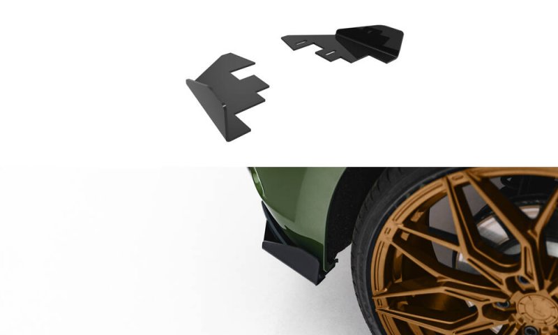 Maxton Hintere Seiten Flaps Audi S3 Sportback 8Y Facelift schwarz Hochglanz AUS38YFCNC-RSF1-G
