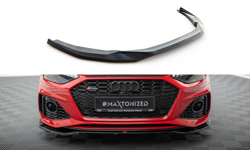 Maxton Front Ansatz V.1 Audi RS4 B9 Facelift schwarz Hochglanz AU-RS4-B9F-FD1-G