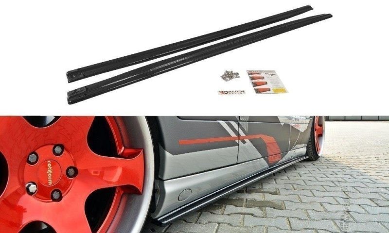 Maxton Seitenschweller Ansatz für MERCEDES CL-KLASSE C215 schwarz Hochglanz ME-CL-215-SD1-G
