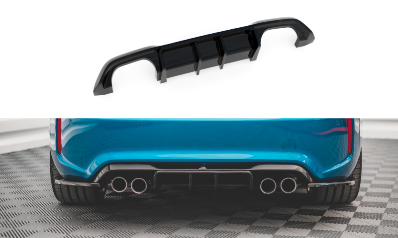 Maxton Diffusor Heck Ansatz für BMW M2 F87 schwarz Hochglanz BM-2-87-M-RS1-G