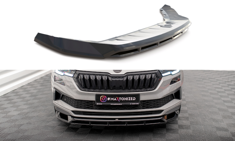 Maxton Front Ansatz für Skoda Karoq Sportline Mk1 Facelift schwarz Hochglanz SK-KA-1F-SL-FD1G+FD1R-G