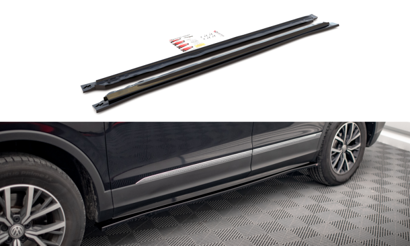 Maxton Seitenschweller Ansatz für Volkswagen Tiguan Allspace Mk2 schwarz Hochglanz VW-TI-2-RLINE-LWB-SD1-G