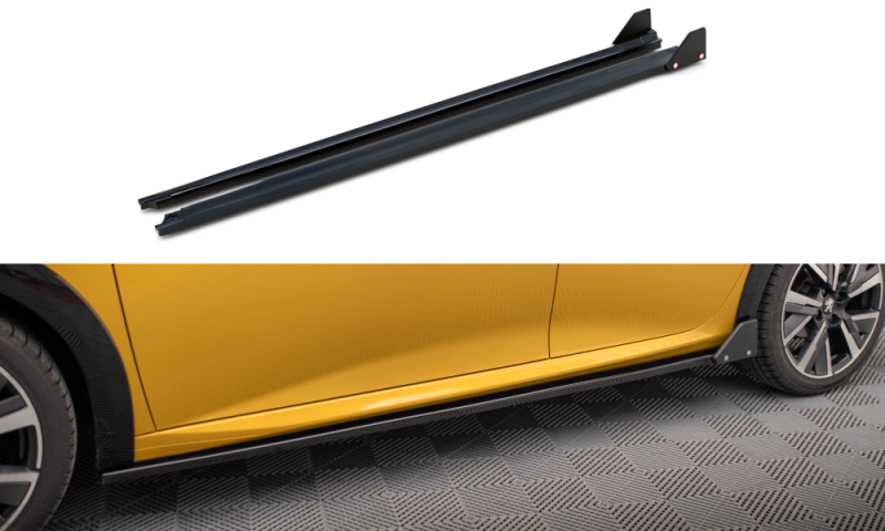 Maxton Seitenschweller Ansatz + Flaps Peugeot 208 GT Mk2 PE-208-2-GT-SD1G+SF1B