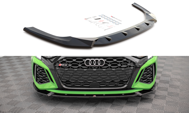Maxton Front Ansatz V.1 für Audi RS3 8Y schwarz Hochglanz AU-RS3-8Y-S-FD1-G
