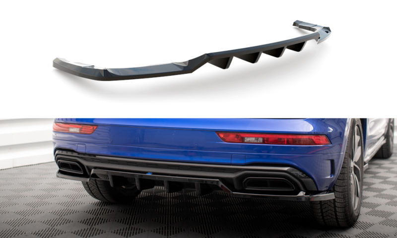 Maxton Mittlerer Diffusor Heck Ansatz DTM Look für Audi Q5 S-Line SUV Mk2 Facelift schwarz Hochglanz AU-Q5-2F-SLINE-RD1G+RD2-G
