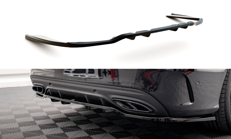 Maxton Mittlerer Diffusor Heck Ansatz DTM Look für Mercedes-Benz C AMG-Line W205 Facelift schwarz Hochglanz ME-C-205F-AMGLINE-RD1G+RD2-G