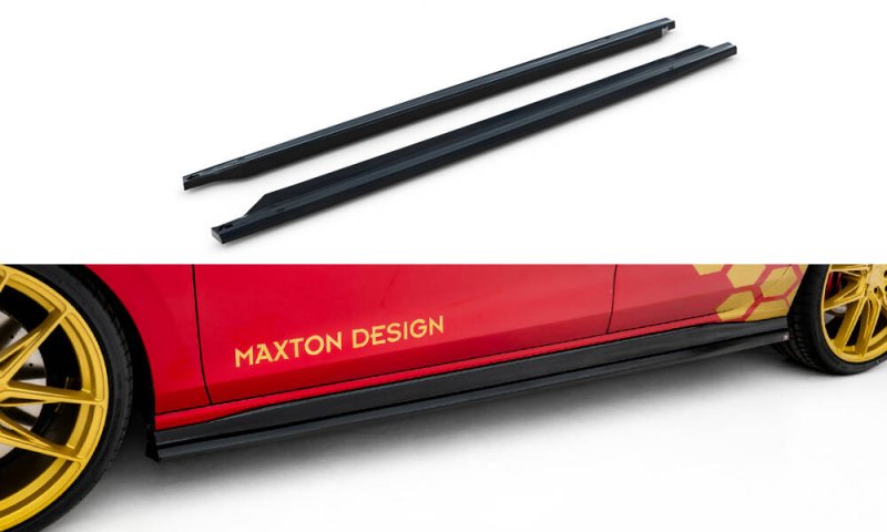 Maxton Seitenschweller Ansatz V.2 VW Golf GTI Clubsport Mk8 Facelift schwarz Hochglanz VW-GO-8F-GTI-CS-SD2-G