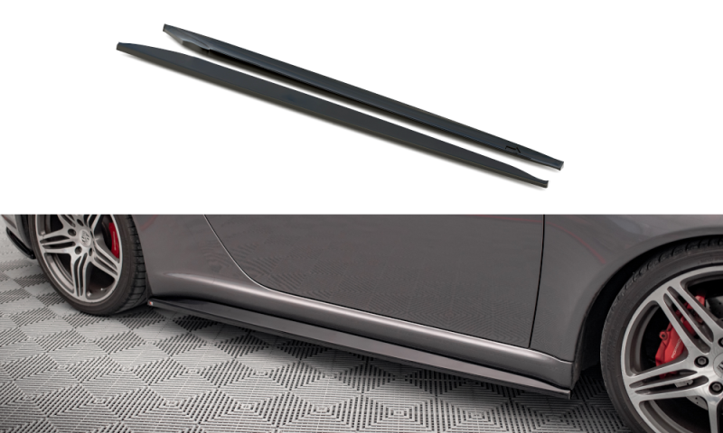 Maxton Seitenschweller Ansatz für Porsche 911 Carrera / Carrera GTS 997 Facelift schwarz Hochglanz PO-911-997F-CA-S-SD1-G