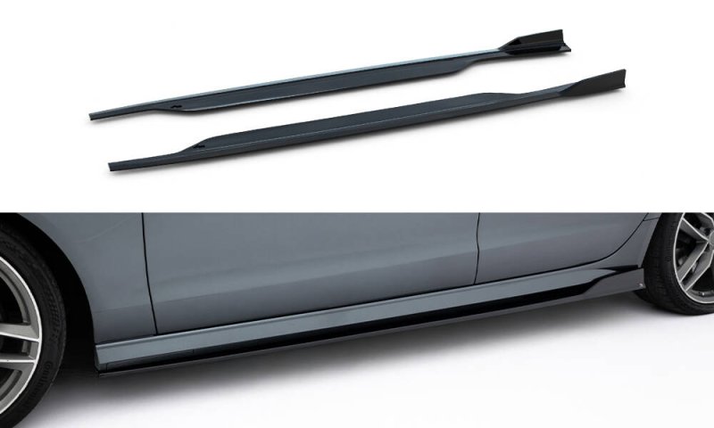 Maxton Seitenschweller Ansatz V.2 Audi A6 / A6 C7 S-line/ S6 C7 Facelift schwarz Hochglanz AU-A6-C7F-SLINE-SD2-G