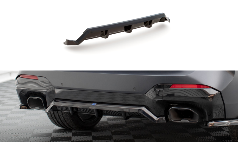 Maxton Mittlerer Diffusor Heck Ansatz DTM Look für BMW X3 M-Paket G01 Facelift schwarz Hochglanz BM-X3-01F-MPACK-RD1G+RD2-G