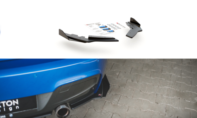 Maxton Racing Heck Ansatz Flaps Diffusor +Flaps für BMW M135i F20 schwarz Hochglanz BM1F20MCNC-RSD1B+RSF1-G