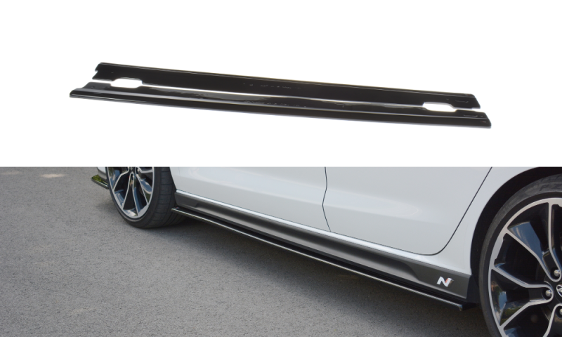 Maxton Seitenschweller Ansatz für V.1 für Hyundai I30 N Mk3 Hatchback / Fastback schwarz Hochglanz HY-I30-3-N-SD1-G