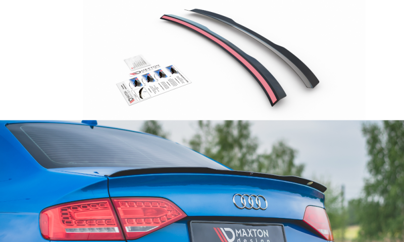 Maxton Spoiler CAP für Audi A4 / A4 S-Line B8 / B8 FL Limousine schwarz Hochglanz AU-A4-B8-CAP1-G