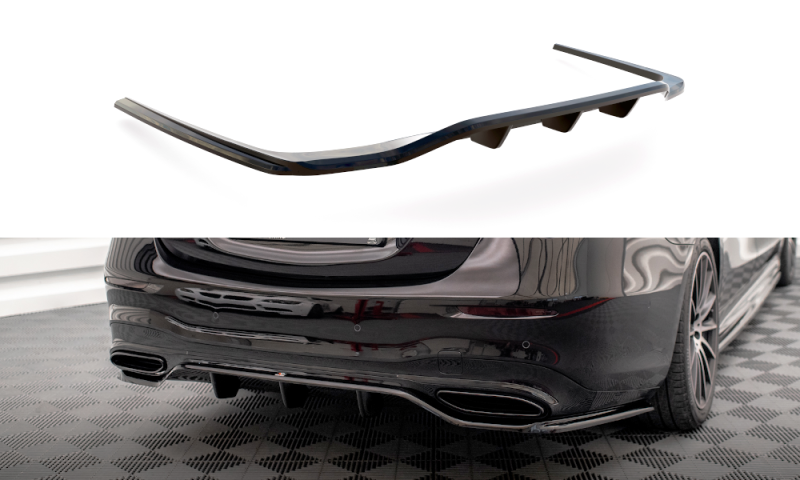 Maxton Mittlerer Diffusor Heck Ansatz DTM Look für Mercedes-Benz S AMG-Line W223 schwarz Hochglanz ME-S-223-AMGLINE-RD1G+RD2-G