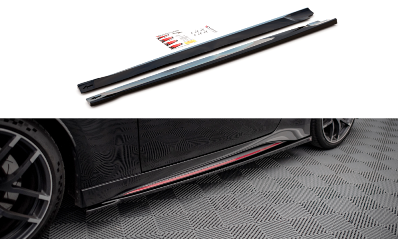 Maxton Seitenschweller Ansatz für V.1 für Nissan 370Z Nismo Facelift schwarz Hochglanz NI-370Z-NISMO-SD1-G