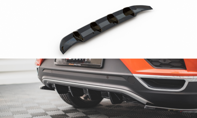 Maxton Diffusor Heck Ansatz für Volkswagen T-Roc Mk1 schwarz Hochglanz VW-T-ROC-1-RS1-G