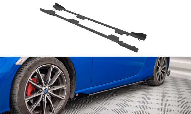 Maxton Street Pro Seitenschweller Ansatz für + Flaps Subaru BRZ Mk1 Facelift schwarz Hochglanz SUBRZ1FCNC-SD1B+SF1-G