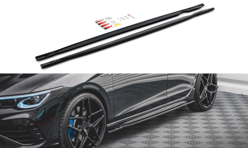Maxton Seitenschweller Ansatz für V.1 für Volkswagen Golf R Mk8 schwarz Hochglanz VW-GO-8-R-SD1-G