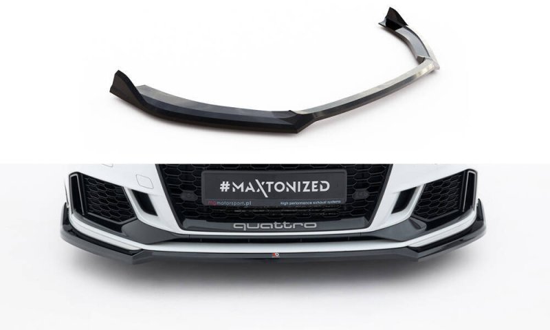 Maxton Front Ansatz V.4 Audi RS3 Limousine 8V Facelift schwarz Hochglanz AU-RS3-8VF-S-FD4-G