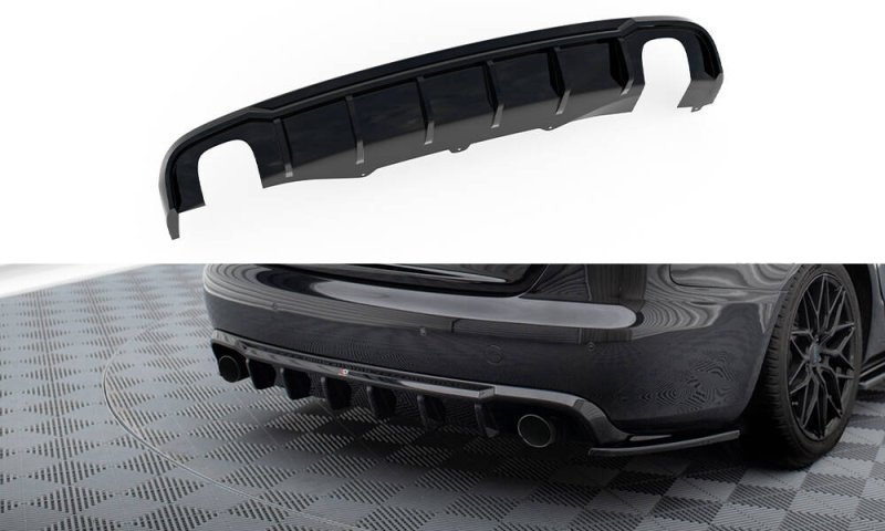 Maxton Diffusor Heck Ansatz Audi A4 B8 (Version mit Einzelauspuff auf zwei Seiten) AU-A4-B8-RS1GO_O