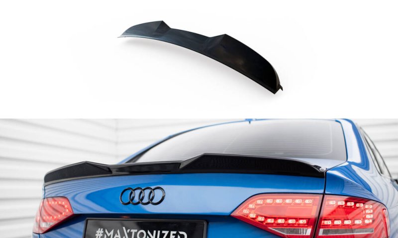 Maxton Spoiler CAP Abrisskante 3D Audi A4 Limousine B8 schwarz Hochglanz AU-S4-B8-CAP3D1-G